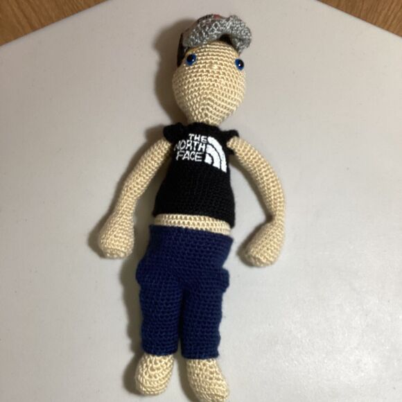 Handmade Crocheted Skater Dude 19” Plush Toy With Drink Local Hat Dad Gift - Picture 2 of 5